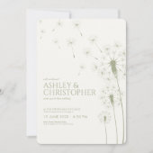 Eenvoudige Moderne Sage Groene Paardebloem Bruilof Kaart (Voorkant)