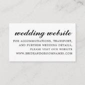 Eenvoudige moderne script bruiloft website zwart informatiekaartje (Voorkant)