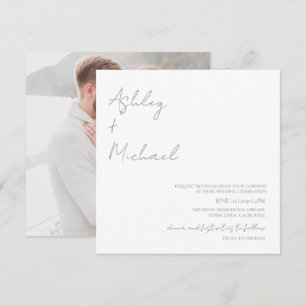 Eenvoudige moderne script dresscode foto bruiloft kaart
