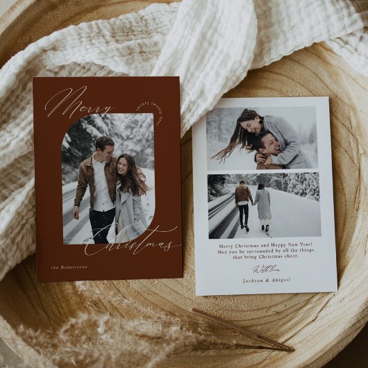 Eenvoudige Moderne Script Typografie Foto Kerstmis Feestdagenkaart