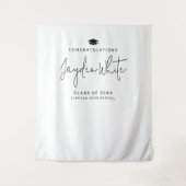 Eenvoudige moderne scriptnaam afstudeerfeest wandkleed (Voorkant)