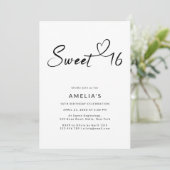 Eenvoudige moderne scripttypografie Sweet 16 Foto Kaart (Staand voorkant)