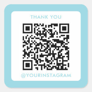 Eenvoudige moderne sociale media Bedankt QR-code Vierkante Sticker