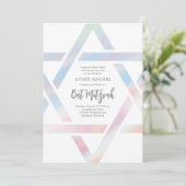 Eenvoudige moderne ster van David Pastel Bat Mitzv Kaart (Staand voorkant)