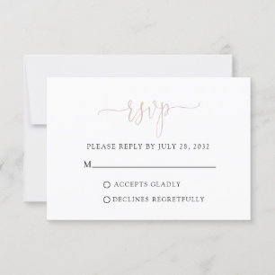 Eenvoudige Moderne Stof Roze Script Typografie RSVP Kaartje