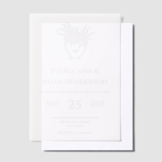 Eenvoudige moderne strand palmboom minimalistische vellum uitnodigingen (Offset)