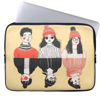 Eenvoudige moderne tekening van coole jonge mensen laptop sleeve