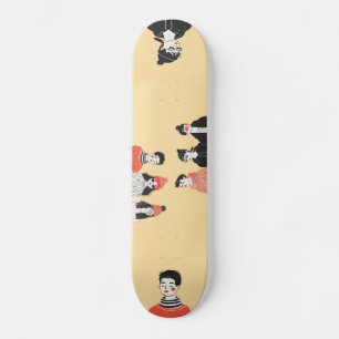 Eenvoudige moderne tekening van coole jonge mensen skateboard