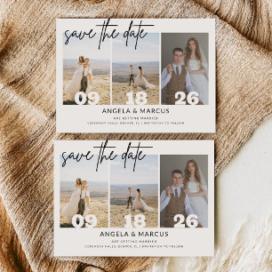 Eenvoudige Moderne Tekst en Foto Horizontaal   Tro Save The Date