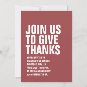 Eenvoudige, moderne Thanksgiving-uitnodiging