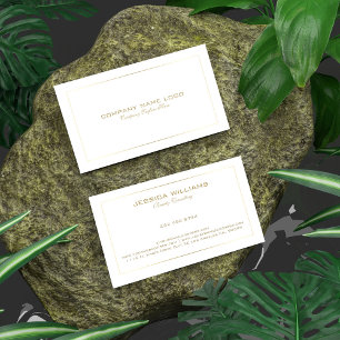 Eenvoudige, moderne tinnen gouden rand op wit visitekaartje