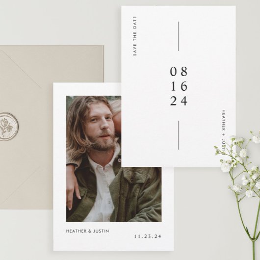 Eenvoudige moderne trouwfoto save the date