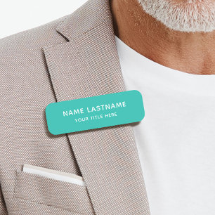 Eenvoudige Moderne Turquoise Titel Veiligheidspeld Naamplaatje