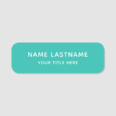 Eenvoudige Moderne Turquoise Titel Veiligheidspeld Naamplaatje (Voorkant)