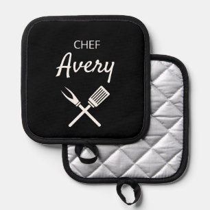 Eenvoudige moderne typografie Chef gepersonaliseer Pannenlap
