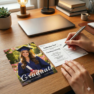 Eenvoudige moderne typografie Foto Afstudeerkaart Briefkaart