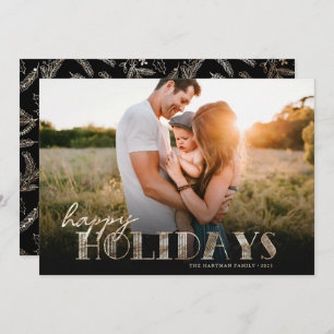 Eenvoudige moderne Typografie Gold Happy Photo Feestdagenkaart