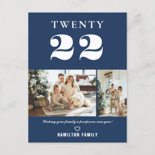 Eenvoudige moderne Typografie Nieuwjaar 2 Foto Briefkaart