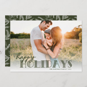 Eenvoudige moderne Typografie Olive Happy Photo Feestdagenkaart