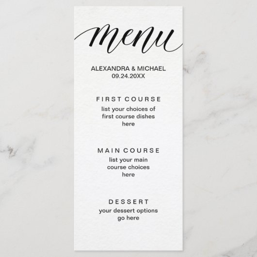 Eenvoudige moderne typografie op Waterverf Papier  Menu (Voorkant)