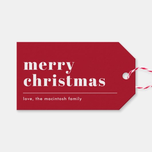 Eenvoudige moderne typografie rood cadeaulabel (Voorkant (Horizontaal))