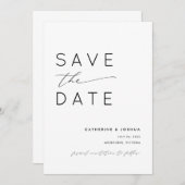 Eenvoudige moderne typografie trouwkaart save the date (Voorkant / Achterkant)