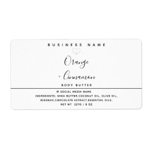 Eenvoudige moderne typografie, wit hartlichaam etiket