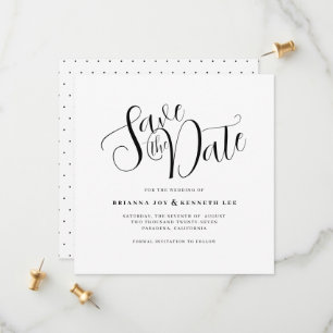 Eenvoudige moderne typografie Witte en Zwarte Dot Save The Date