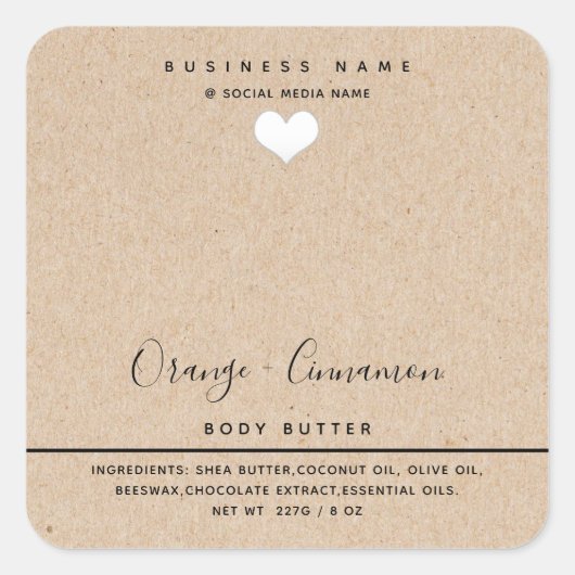 Eenvoudige moderne typografie, witte kraft vierkante sticker (Voorkant)