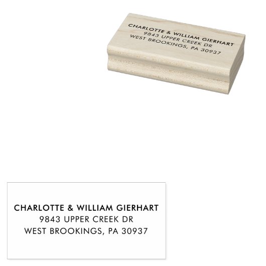 Eenvoudige moderne typografische paren retouradres 	rubberstempel (Gestempeld)