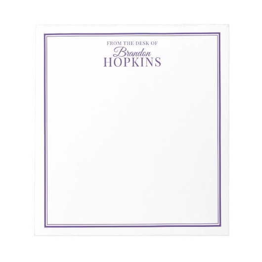 Eenvoudige Moderne vanaf de bureau van het Paarse Notitieblok (Voorkant)