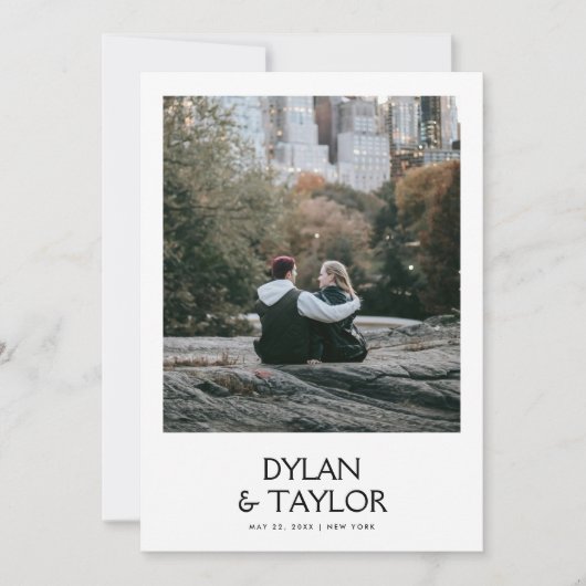 Eenvoudige moderne vetgedrukte naam ingelijst 2-fo save the date (Voorkant)