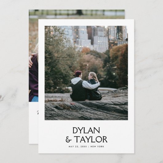 Eenvoudige moderne vetgedrukte naam ingelijst 2-fo save the date (Voorkant / Achterkant)