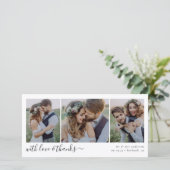 Eenvoudige moderne vier foto bruiloft bedankkaart (Staand voorkant)