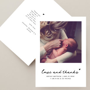 Eenvoudige Moderne Vierkante Foto Baby Shower Beda Bedankkaart