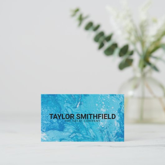 Eenvoudige, moderne Waterverf blauwe roze verfbus Visitekaartje (Staand voorkant)