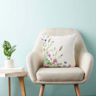 Eenvoudige moderne Waterverf Bloemen Kussen
