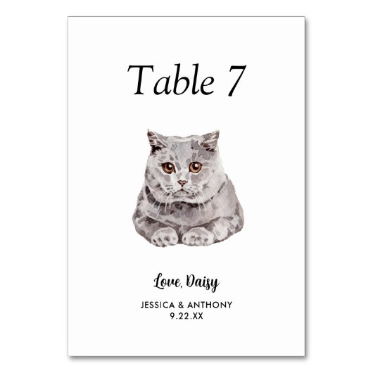 Eenvoudige moderne Waterverf Cat Wedding Kaart (Voorkant)