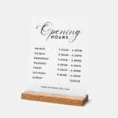 Eenvoudige moderne weergave openingstijden bedrijf acryl bord (Hoek)