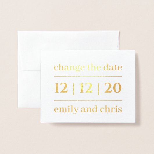 Eenvoudige moderne wijziging van de datum van het folie kaarten (Voorkant met envelop)