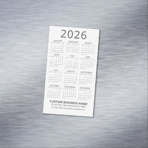 Eenvoudige Moderne Witte 2026 Agenda Magnetisch Visitekaartje