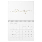 Eenvoudige moderne witte en gouden script maand cu kalender (Jan 2026)