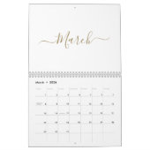 Eenvoudige moderne witte en gouden script maand cu kalender (Mar 2026)