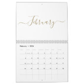 Eenvoudige moderne witte en gouden script maand cu kalender (Feb 2026)