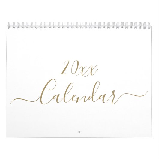 Eenvoudige moderne witte en gouden script maand cu kalender (Hoes)