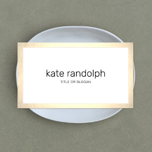Eenvoudige, moderne, witte gouden rand visitekaartje