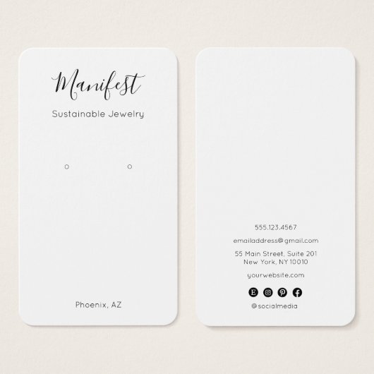 Eenvoudige, moderne, witte, oorscherm Kaart (Voorkant /achterkant)