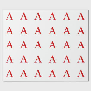 Eenvoudige moderne witte rode monogram initiaal le cadeaupapier