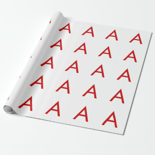 Eenvoudige moderne witte rode monogram initiaal le cadeaupapier