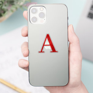 Eenvoudige moderne witte rode monogram initiaal le sticker
